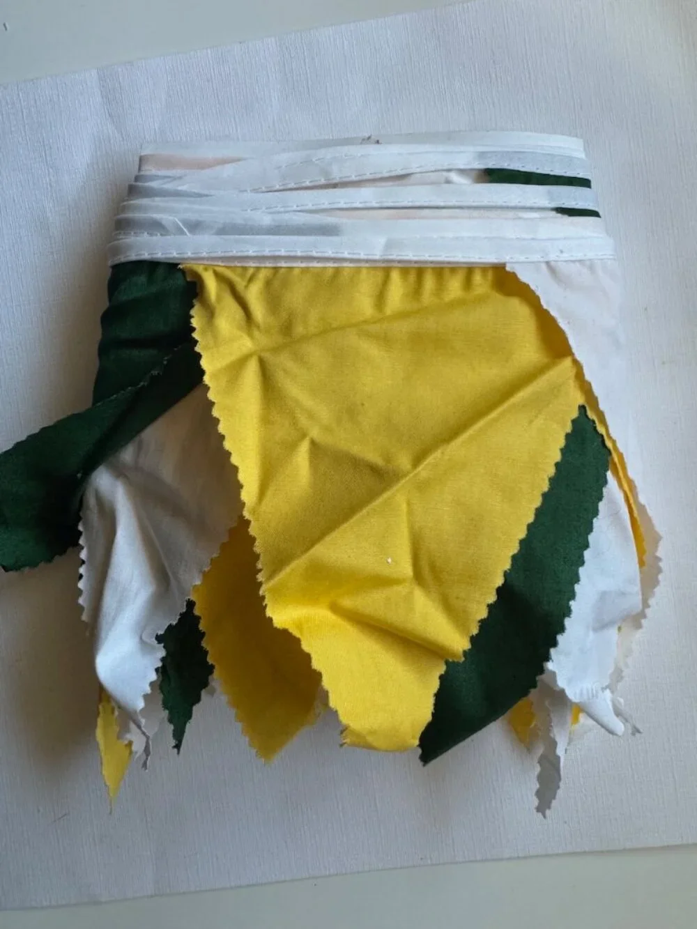 Handmade 34' Fabric pennant / bunting banner - Green, Yellow, White